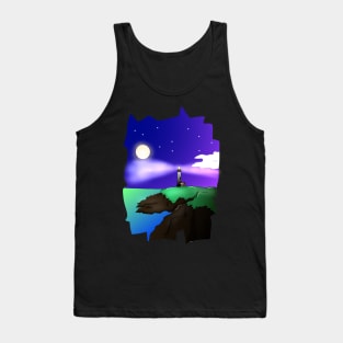 Starry Night Sky Lighthouse Beautiful Artistic Tank Top